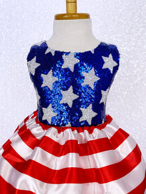 4th of July Dress Mini Sequin Star Red White Blue