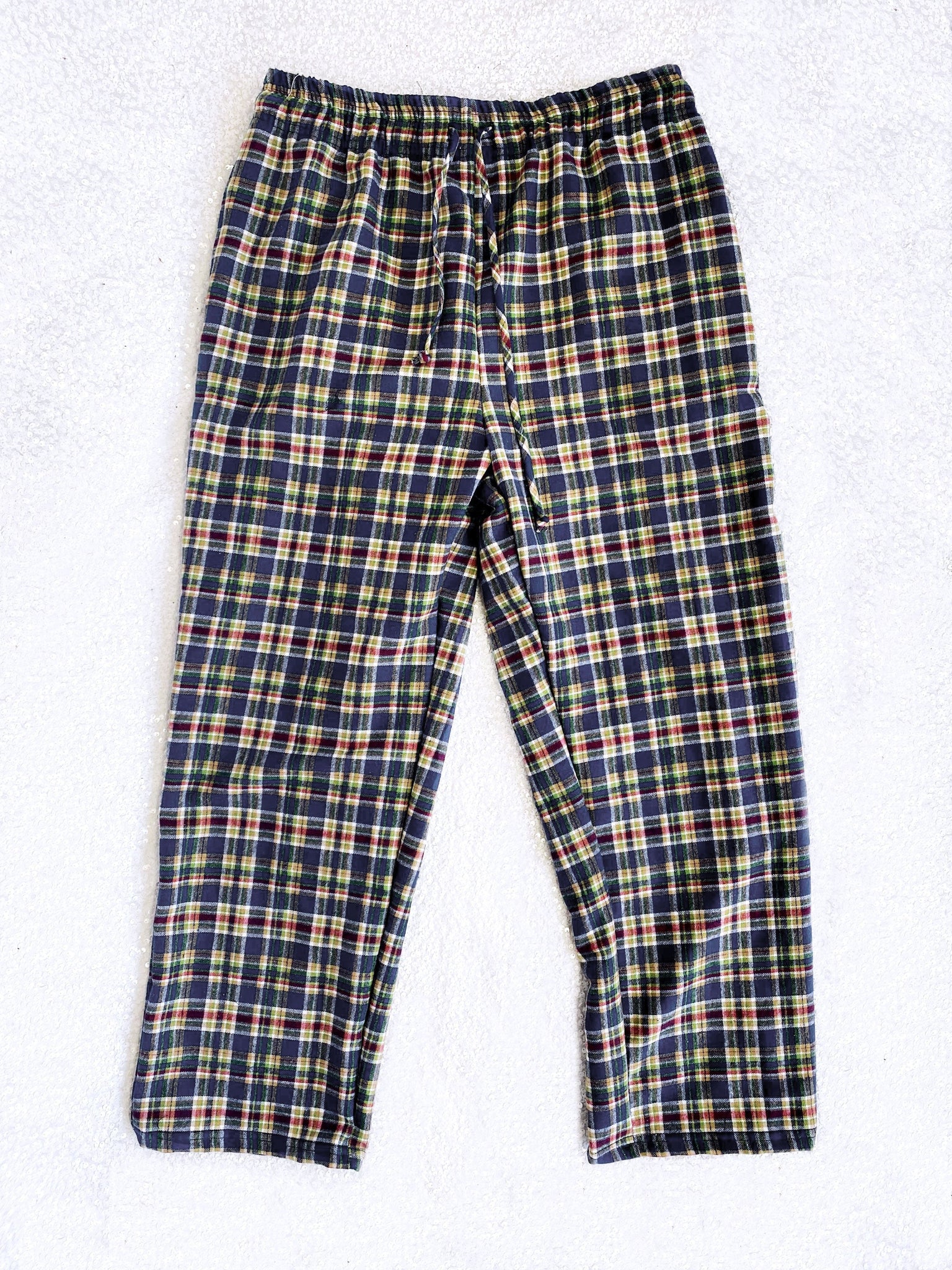 Blue Red Green Yellow PJ Adult Pajama Plaid Pants