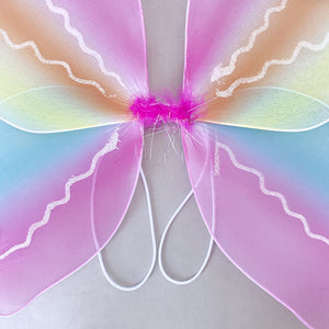 Rainbow Pink Yellow Blue Orange Fairy Butterfly Glitter Wings Halloween Costume Accessories