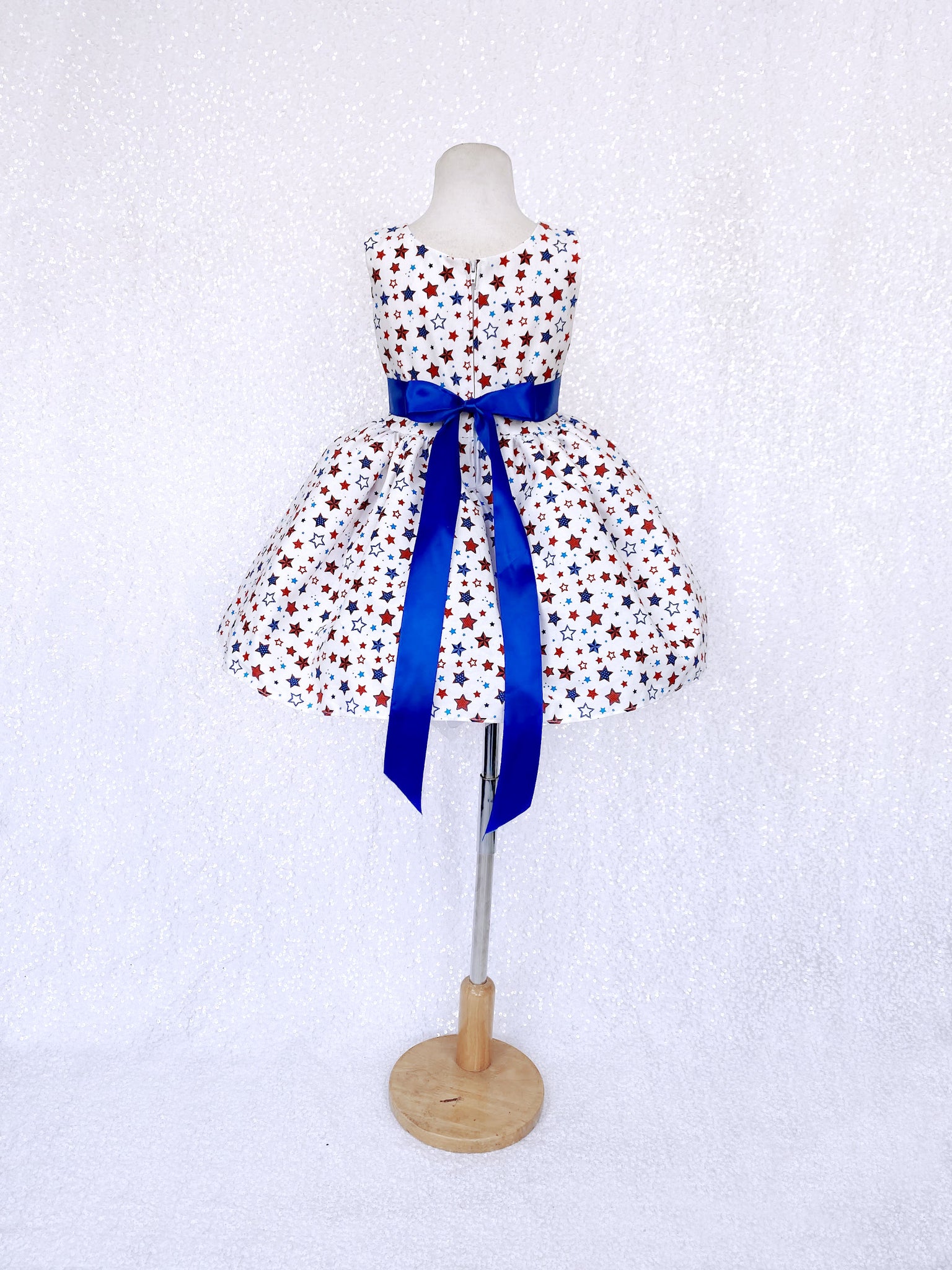 Knee Length Red White Blue Stars Sleeveless 4th of July Dress