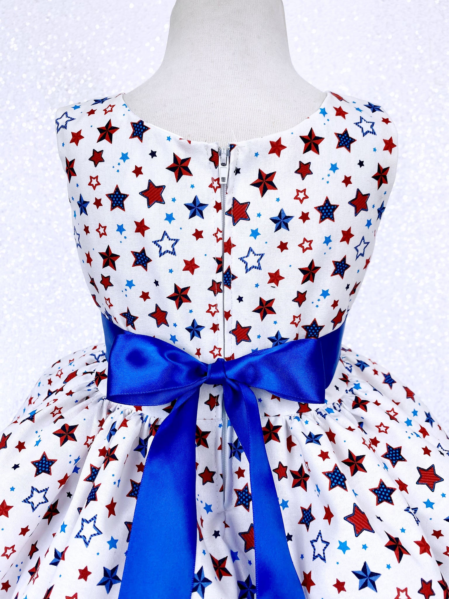 Knee Length Red White Blue Stars Sleeveless 4th of July Dress