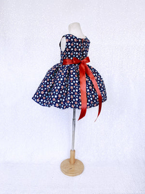 Navy Blue White Blue Stars Knee Length 4th of July Dress