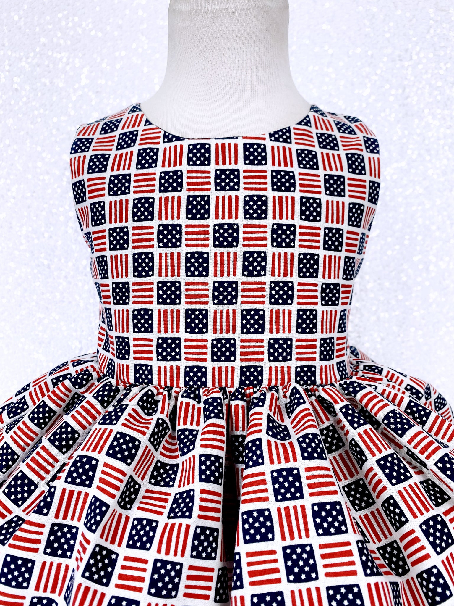 American Flag Red White Blue Sleeveless 4th of July Gown