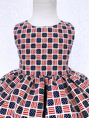 American Flag Red White Blue Sleeveless 4th of July Gown