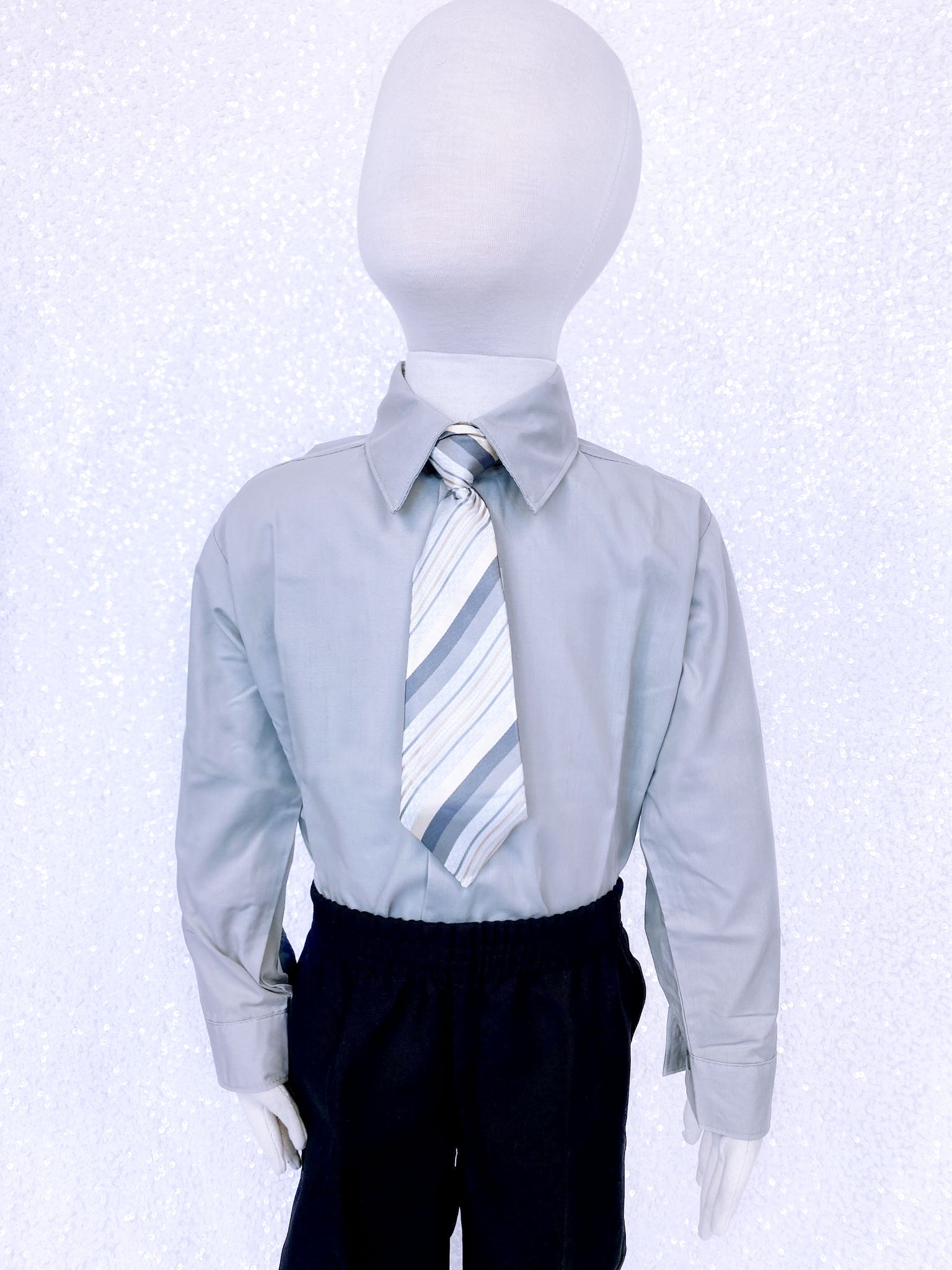 Gray Silver Kid Formal Button Shirt