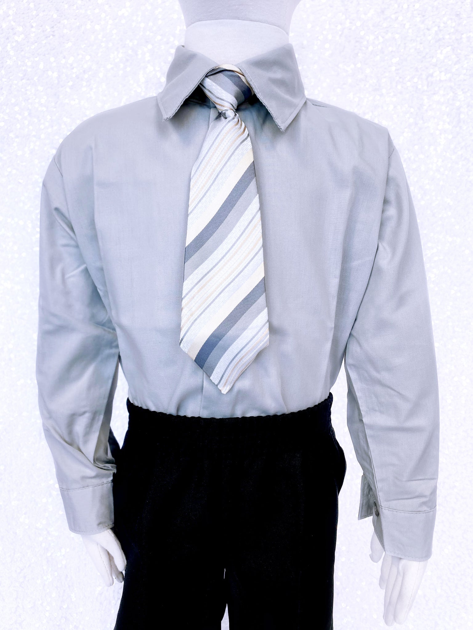 Gray Silver Kid Formal Button Shirt