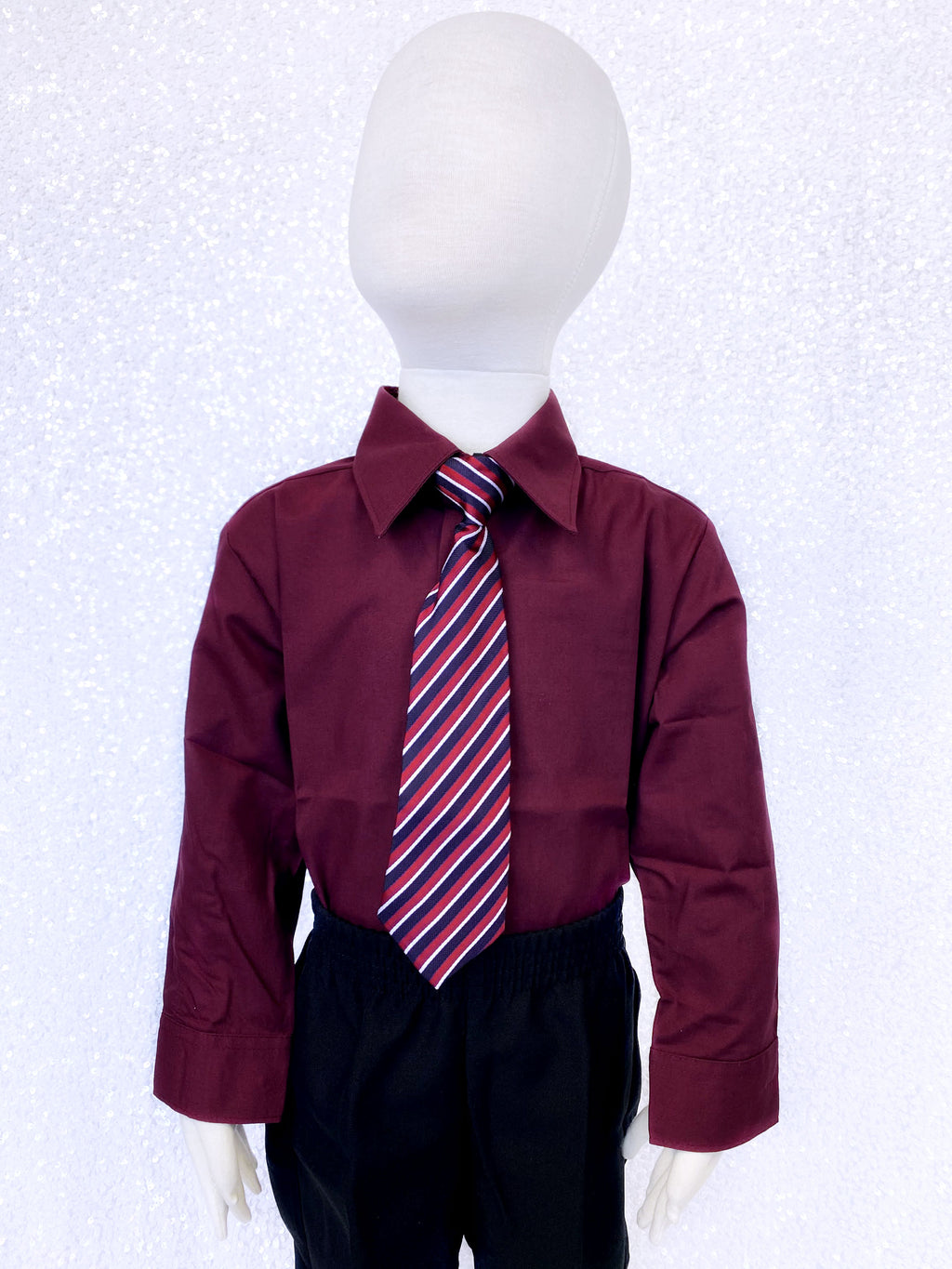 Burgundy Kid Formal Button Shirt