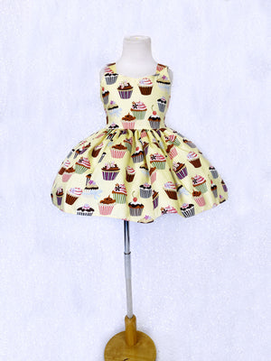 Cupcake Patterned Knee Length Sleeveless Dress