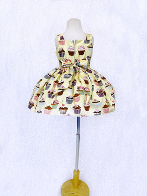 Cupcake Patterned Knee Length Sleeveless Dress