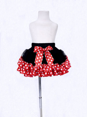 Minnie Mouse Inspired 3 Layer Black Red Stretchy Tutu Skirt