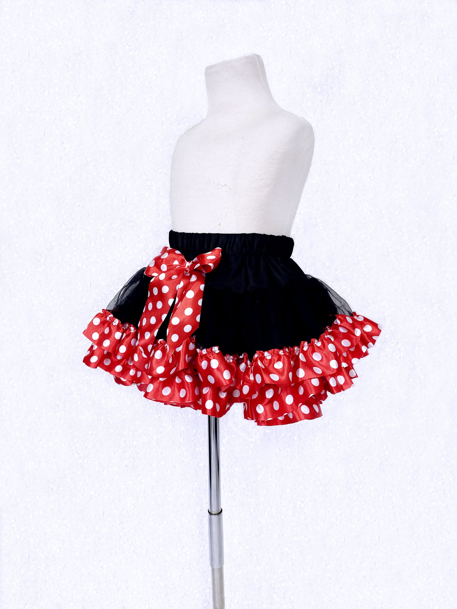 Minnie Mouse Inspired 3 Layer Black Red Stretchy Tutu Skirt