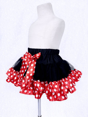 Minnie Mouse Inspired 3 Layer Black Red Stretchy Tutu Skirt