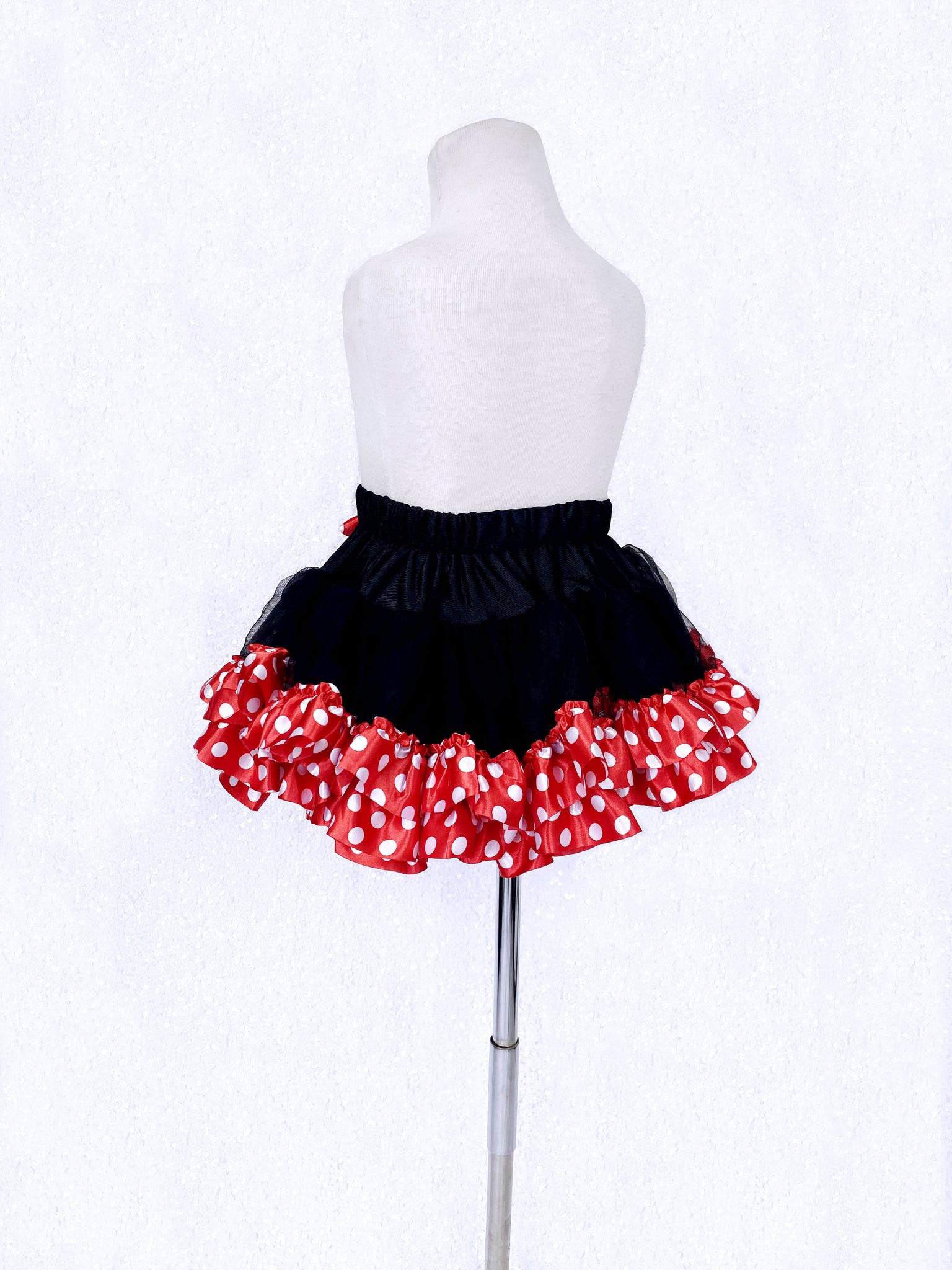 Minnie Mouse Inspired 3 Layer Black Red Stretchy Tutu Skirt