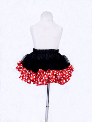 Minnie Mouse Inspired 3 Layer Black Red Stretchy Tutu Skirt