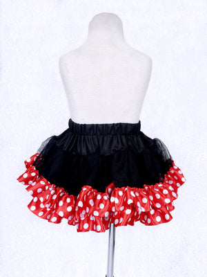 Minnie Mouse Inspired 3 Layer Black Red Stretchy Tutu Skirt