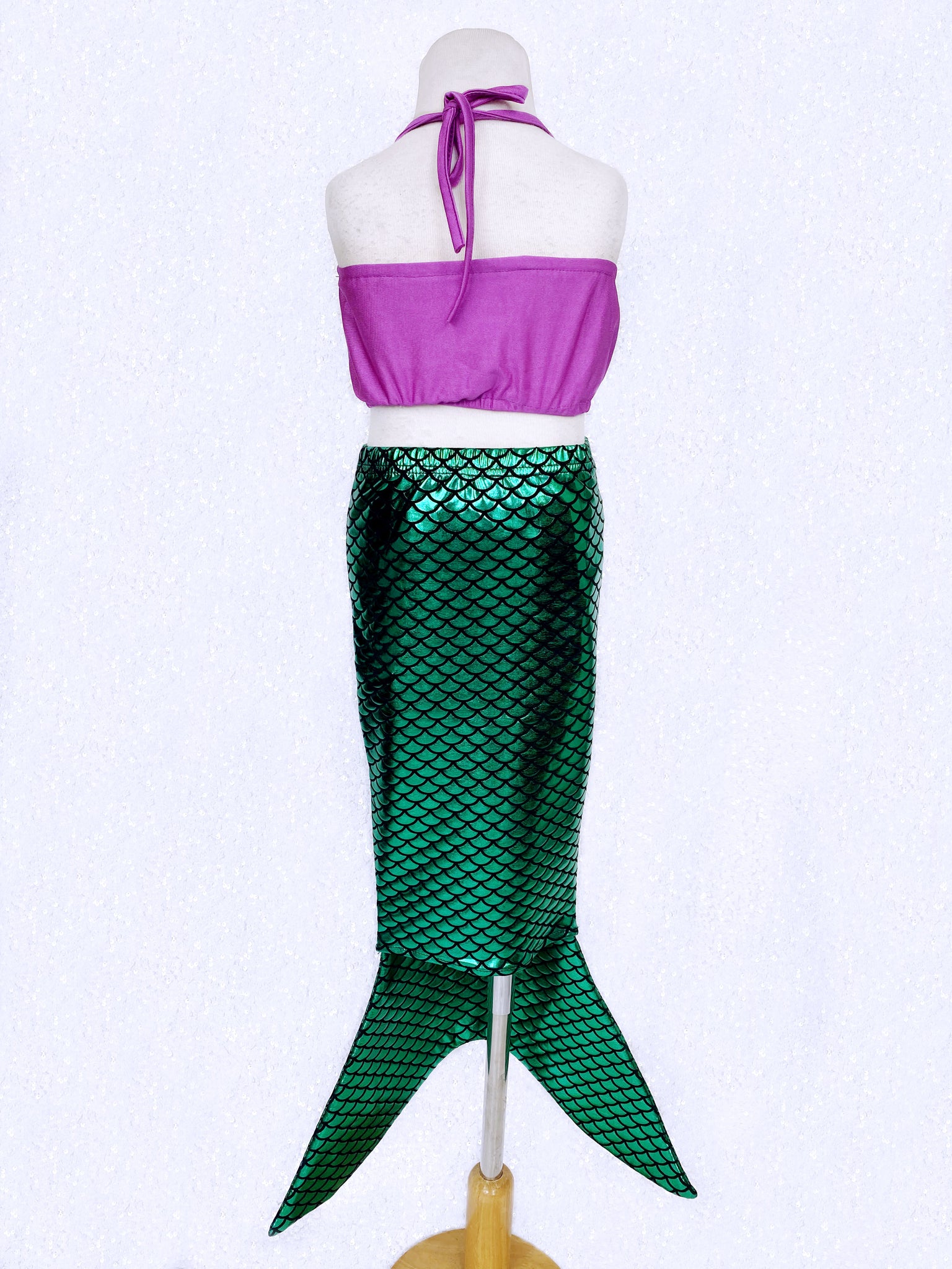 Mermaid Purple Green Girl 3 Piece Swimsuit