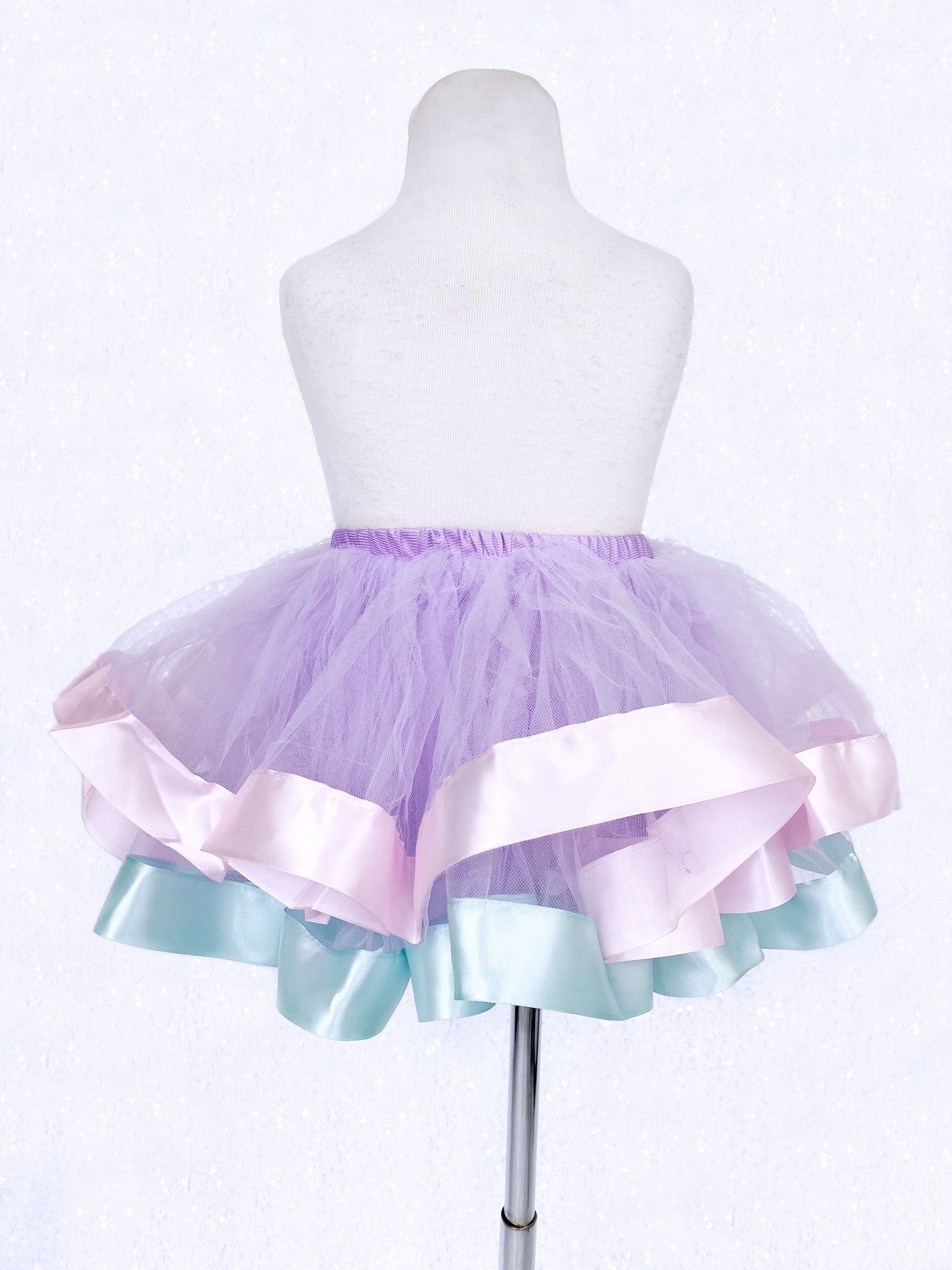 Lilac 2 Layer Tutu Skirt Blush Mint Ribbon Gold Sequin Bow