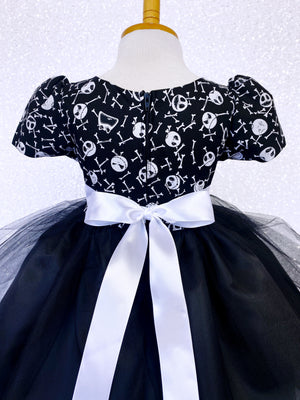 Jack Skeleton Inspired Halloween 2 Layer Black Knee Length Dress