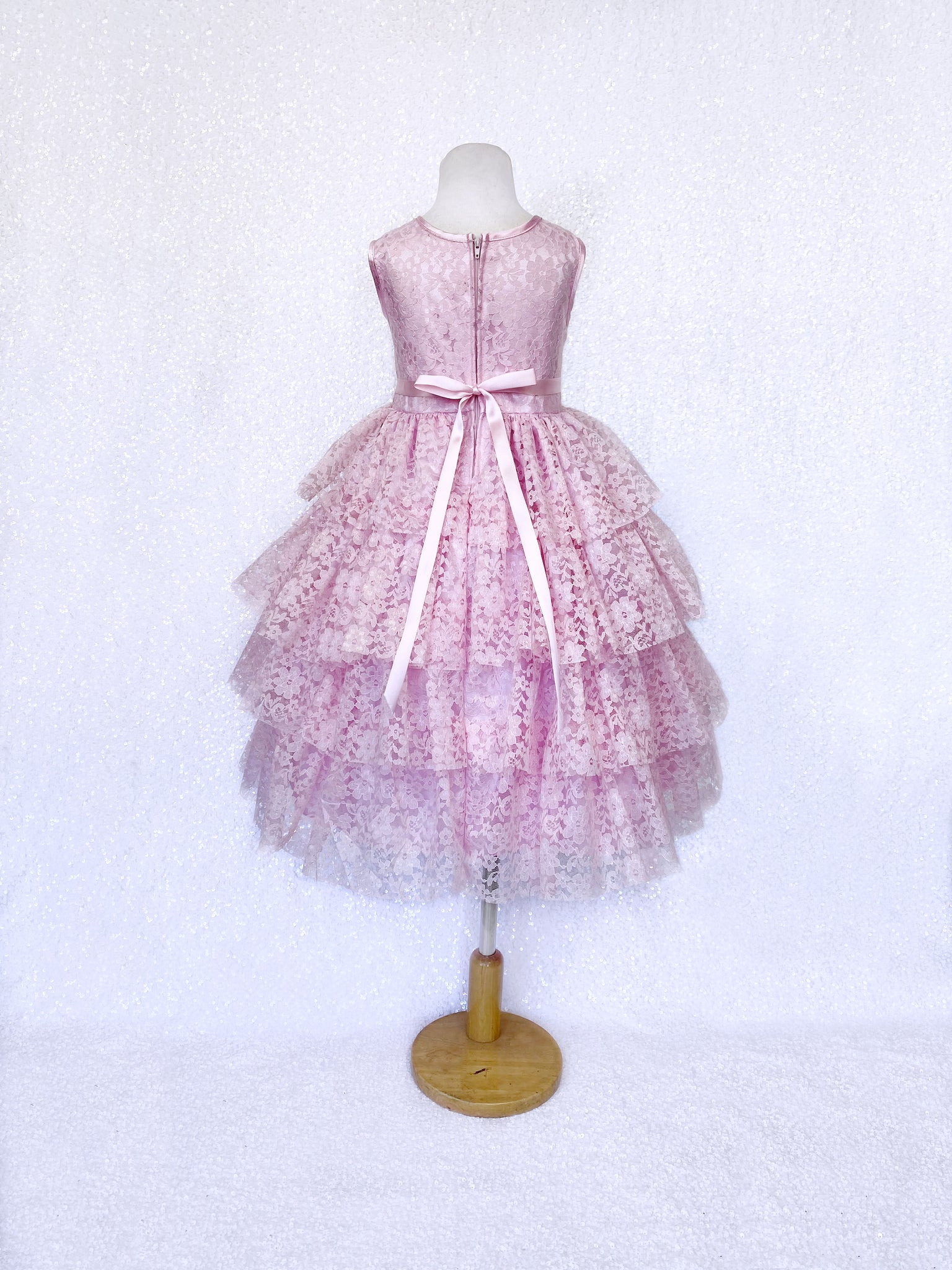 Pink Lace Ruffle Dress