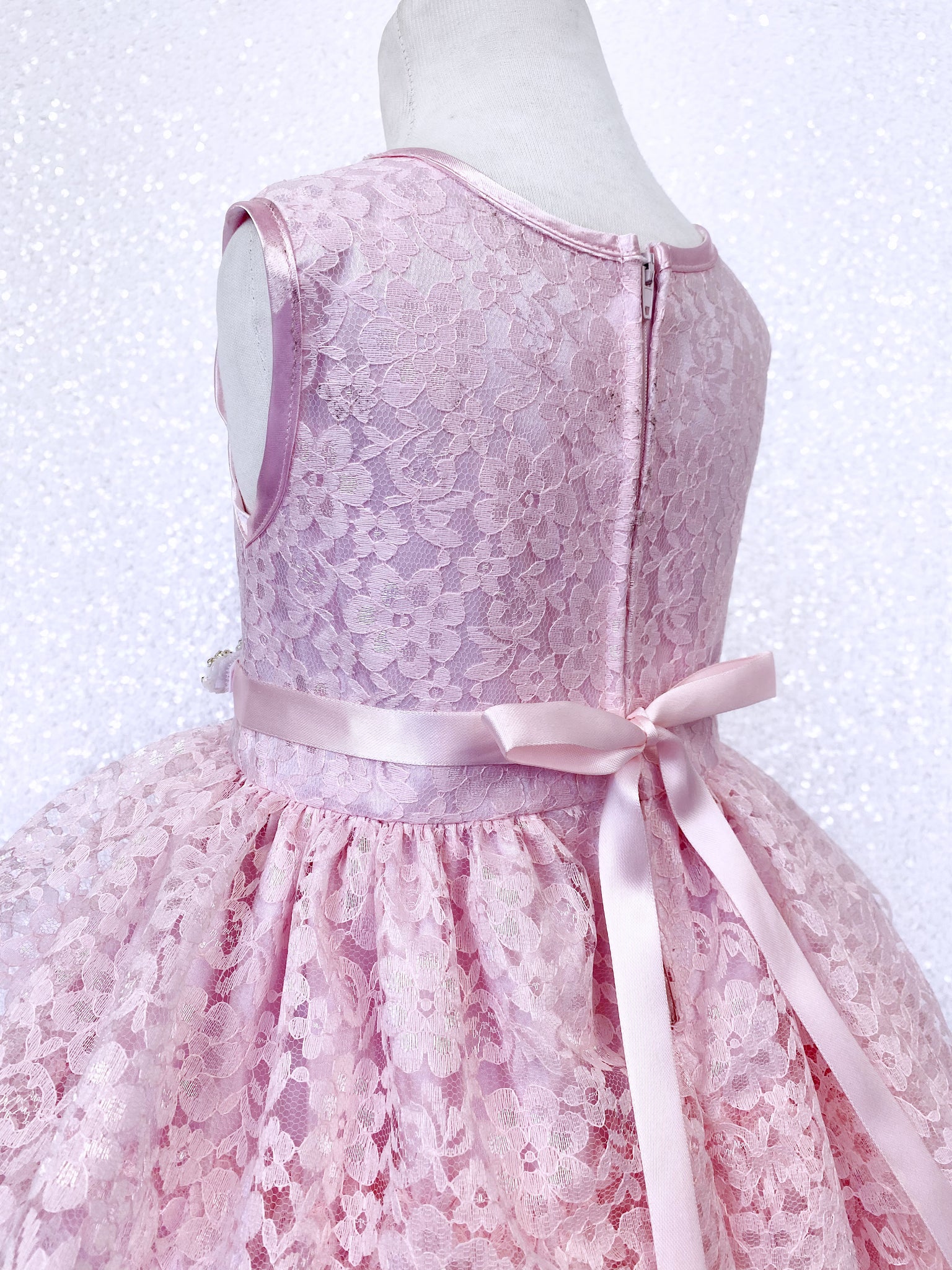 Pink Lace Ruffle Dress