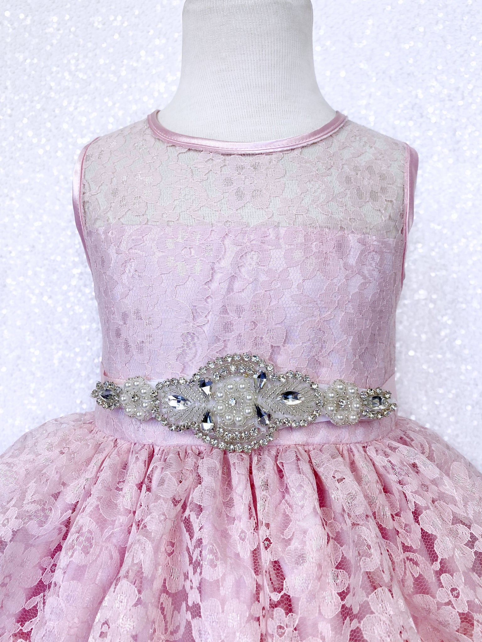 Pink Lace Ruffle Dress