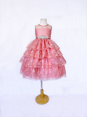 Pink Lace Ruffle Dress