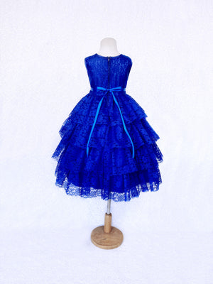 Royal Blue Lace Ruffle Dress