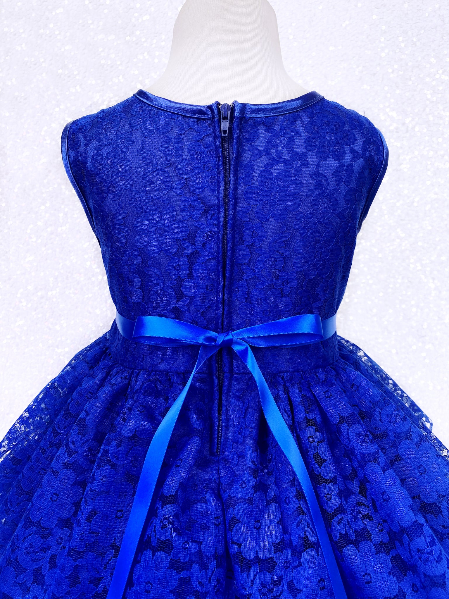 Royal Blue Lace Ruffle Dress