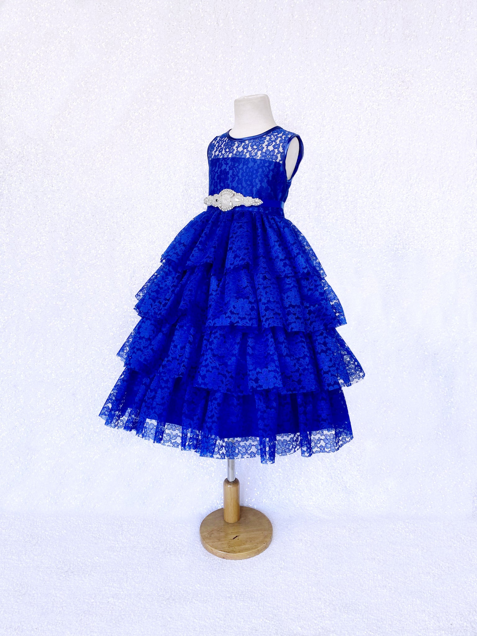 Royal Blue Lace Ruffle Dress