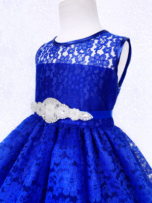 Royal Blue Lace Ruffle Dress