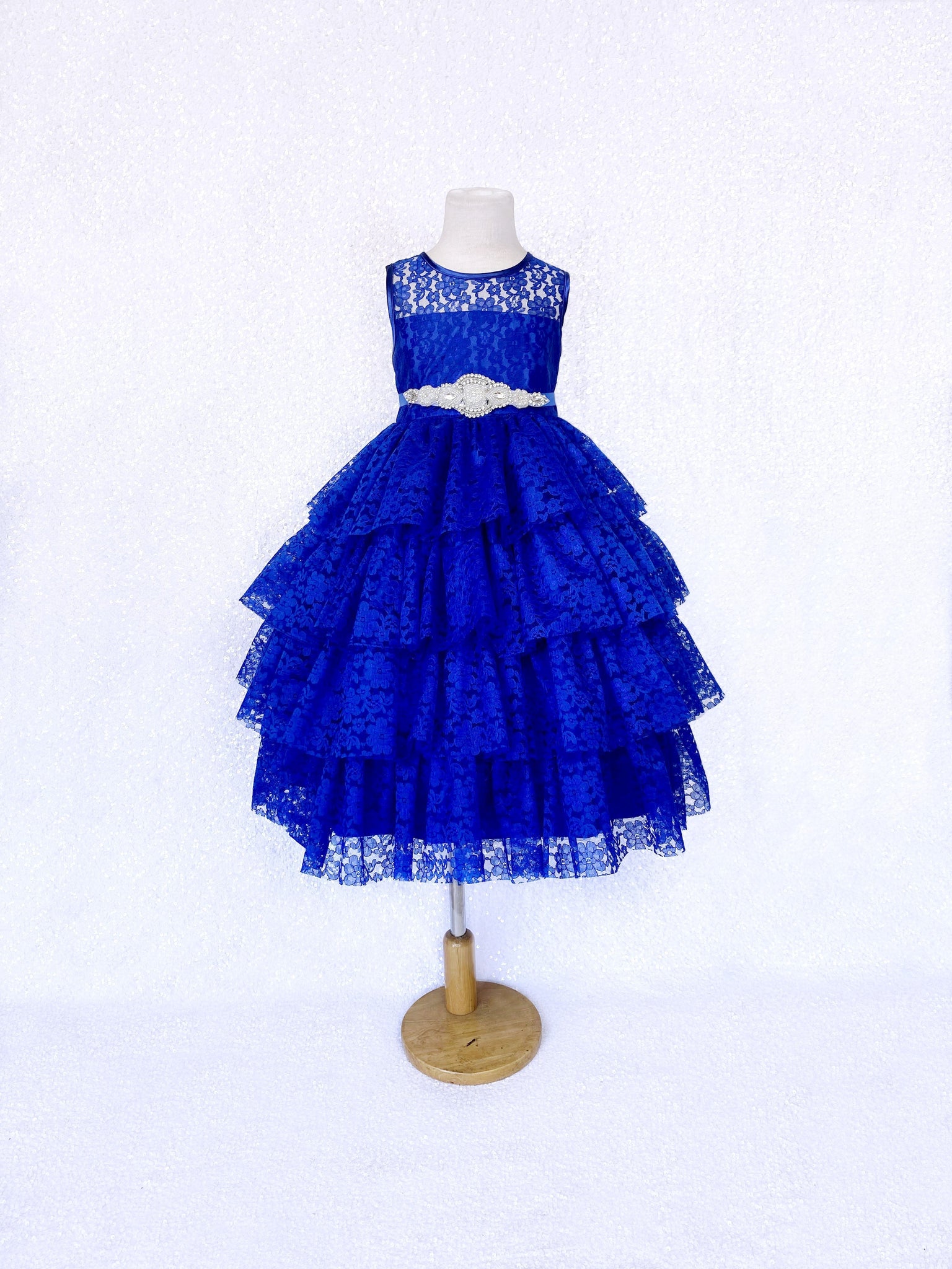 Royal Blue Lace Ruffle Dress