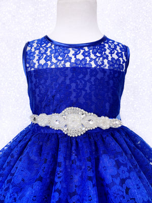 Royal Blue Lace Ruffle Dress