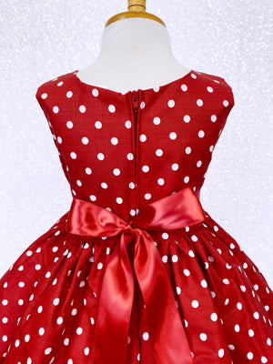 Red White Polka Dot Knee Length Dress