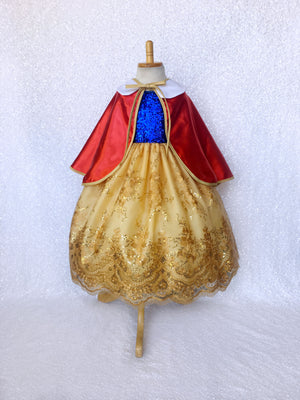 Keyhole Sleeveless Mini Sequin Snow White Inspired Dress Bow