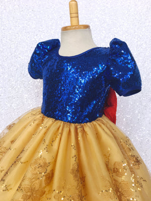 Mini Sequin  Keyhole Snow White Inspired Gown Lace Bow