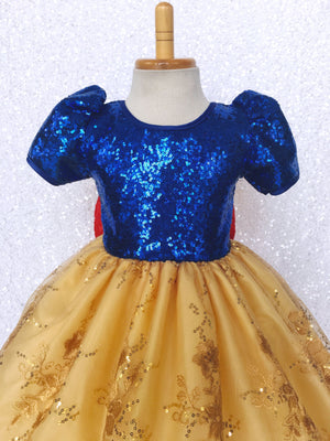 Mini Sequin  Keyhole Snow White Inspired Gown Lace Bow