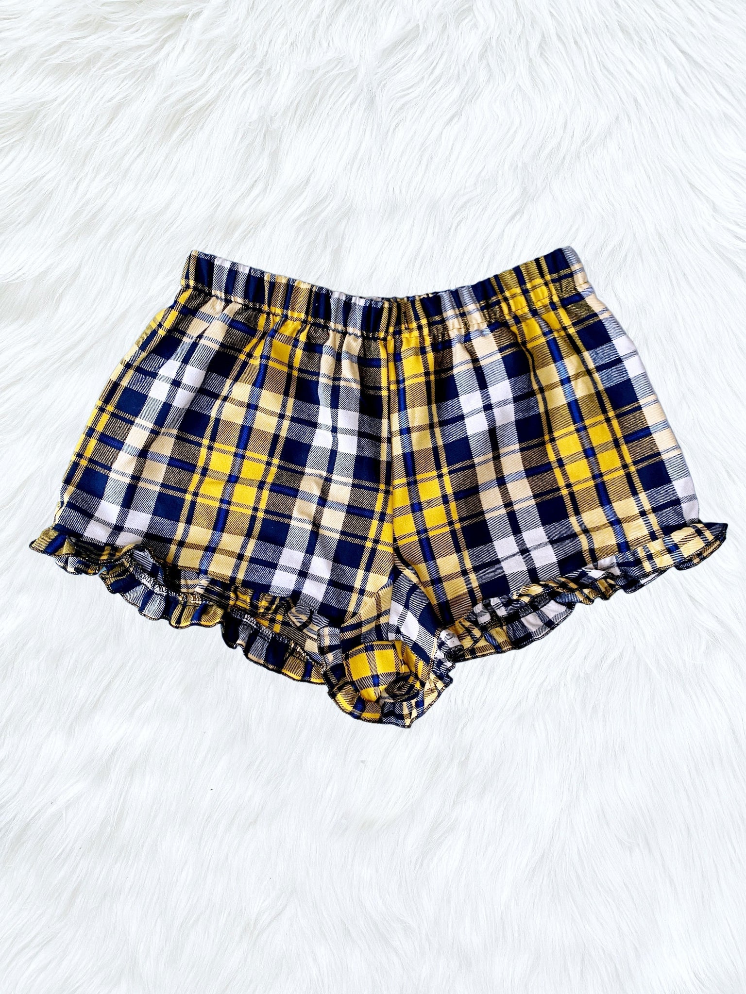 Black Navy Red White PJ Youth Pajama Plaid Ruffle Shorts