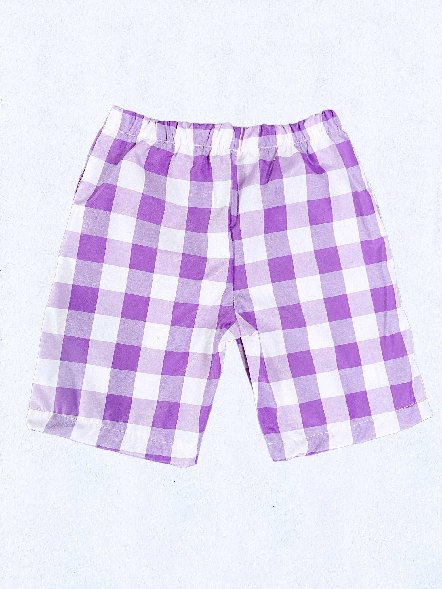 Kid Youth Unisex Multicolor Checkered Plaid Pink White Shorts