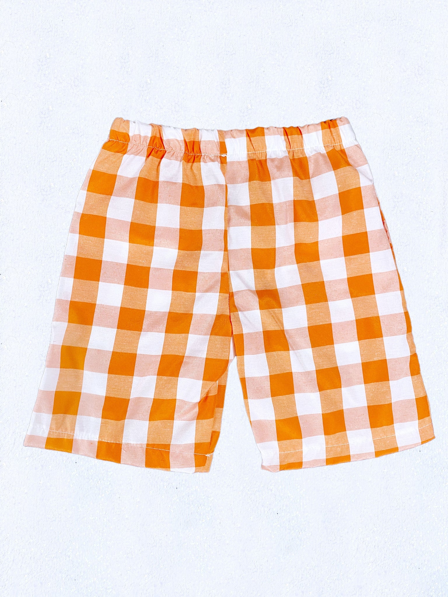 Kid Youth Unisex Multicolor Checkered Plaid Lilac White Shorts