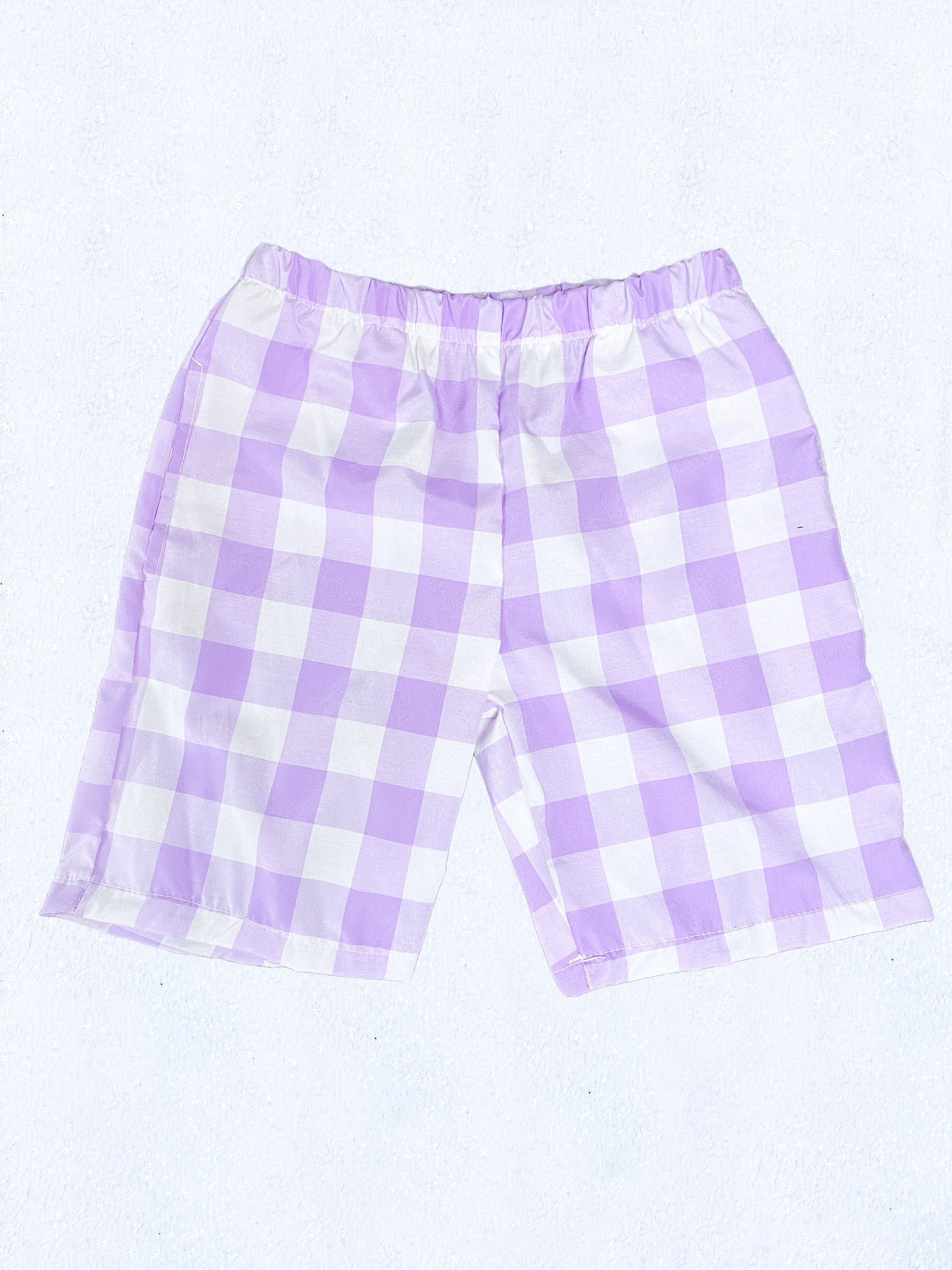 Adult Unisex Multicolor Checkered Plaid Apple Green White Shorts