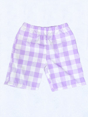 Adult Unisex Multicolor Checkered Plaid Dusty Blue White Shorts