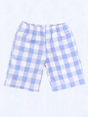 Kid Youth Unisex Multicolor Checkered Plaid Purple White Shorts