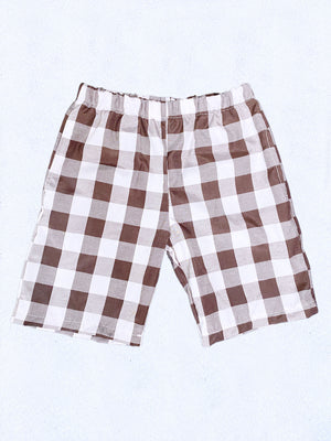 Kid Youth Unisex Multicolor Checkered Plaid Royal Blue White Shorts