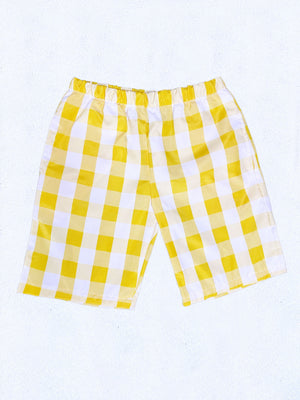 Kid Youth Unisex Multicolor Checkered Plaid Blush Pink White Shorts