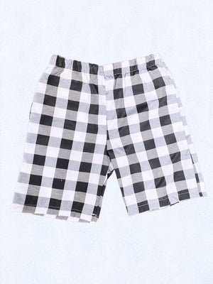 Adult Unisex Multicolor Checkered Plaid Black White Shorts