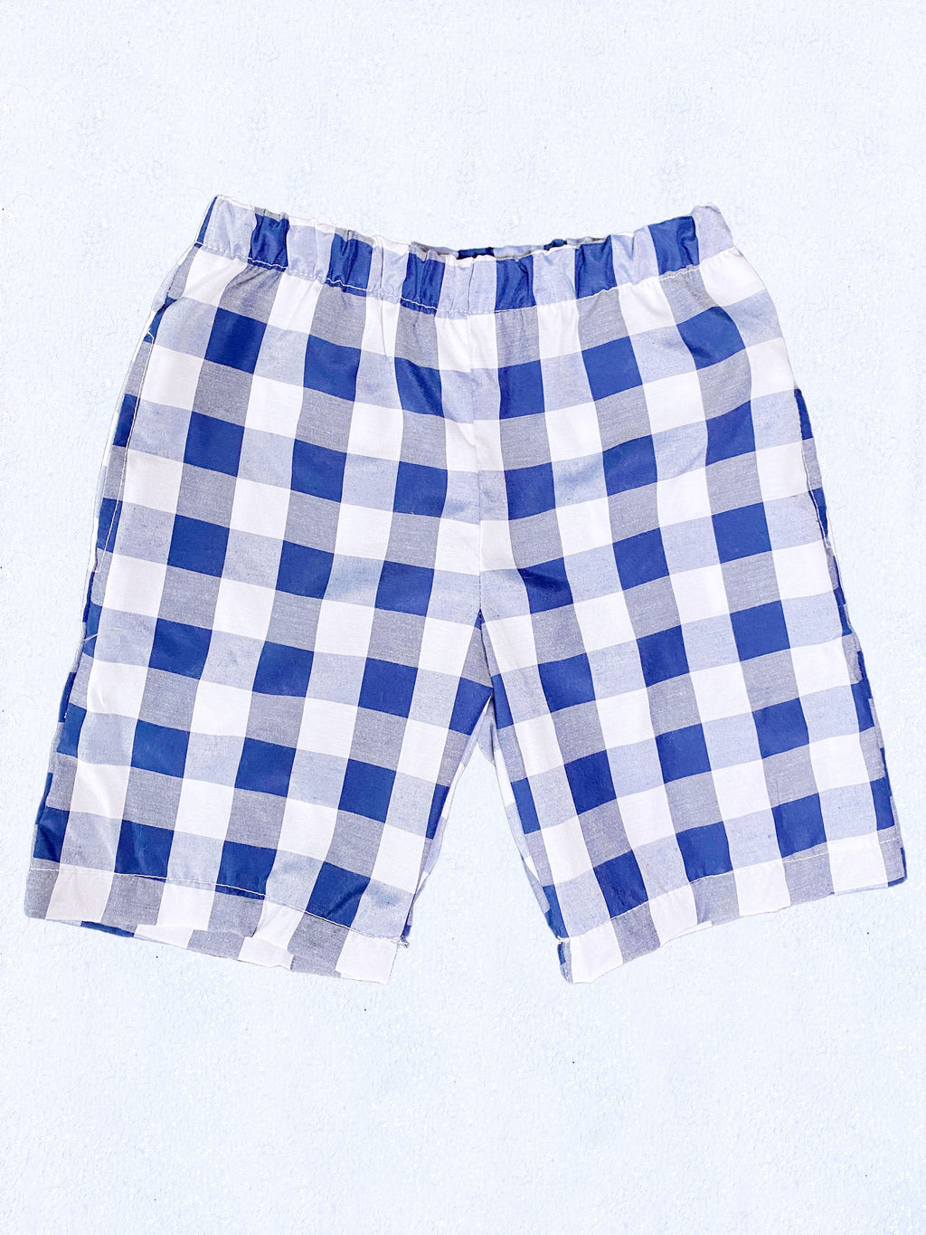 Adult Unisex Multicolor Checkered Plaid Navy Blue White Shorts