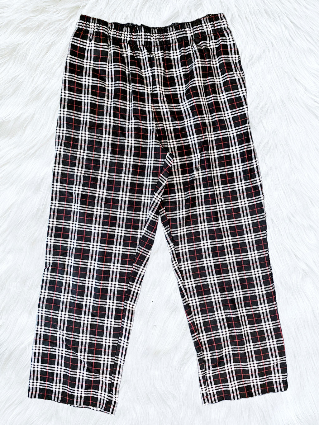 Black PJ Adult Pajama Plaid Pants