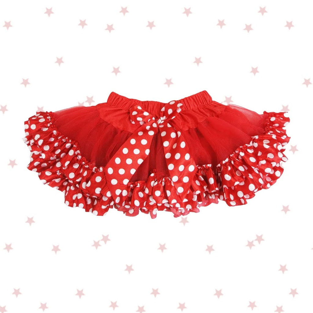 Red Tutu with Polka Dot Ribbon Hem