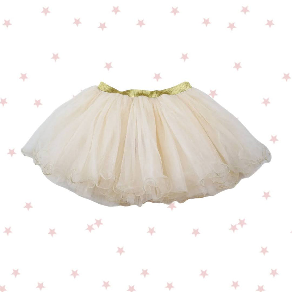 Ivory Beige Tutu with Gold Elastic Waistband