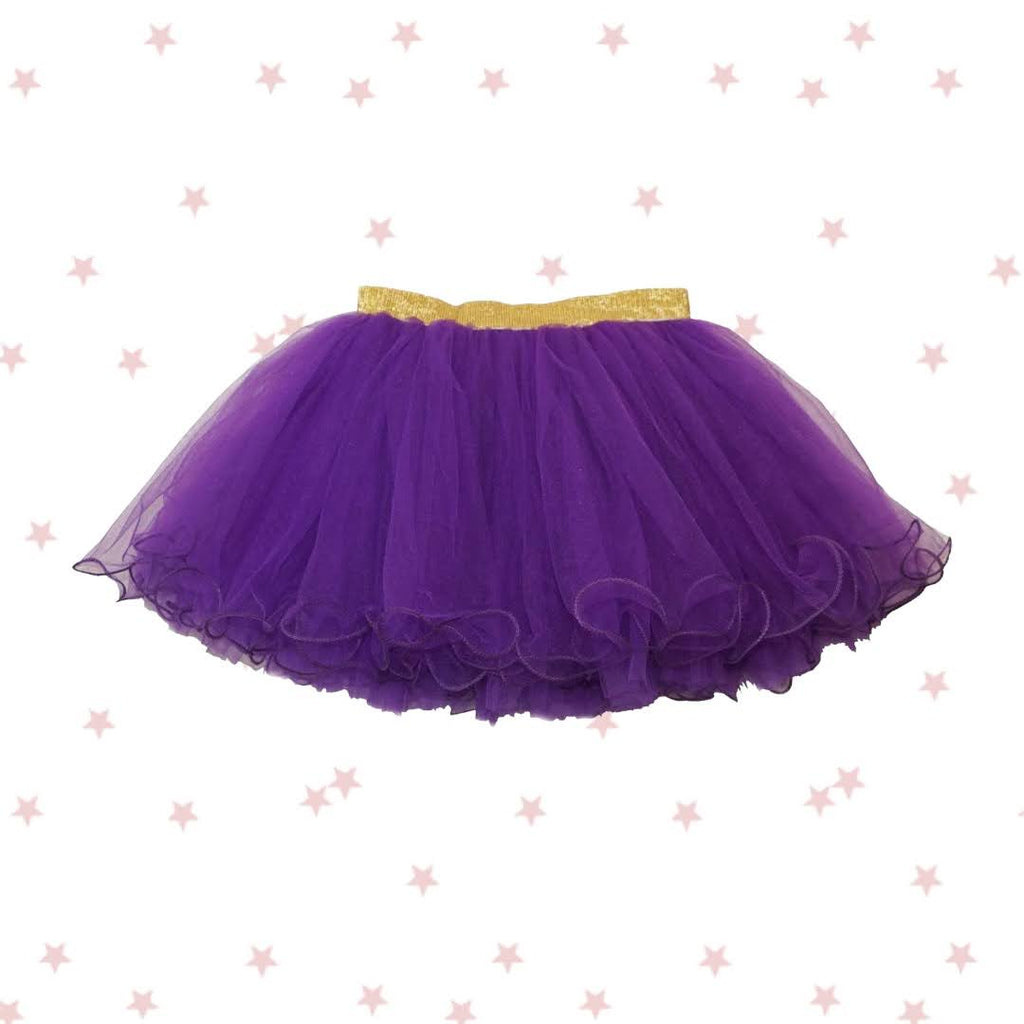 Purple Tutu with Gold Elastic Waistband